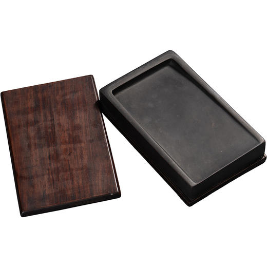清	敞池方形端砚配红木天地盖座 商品图5