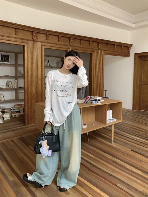 <曾小咸推荐> 慵懒字母长袖罩衫棉T 商品图3