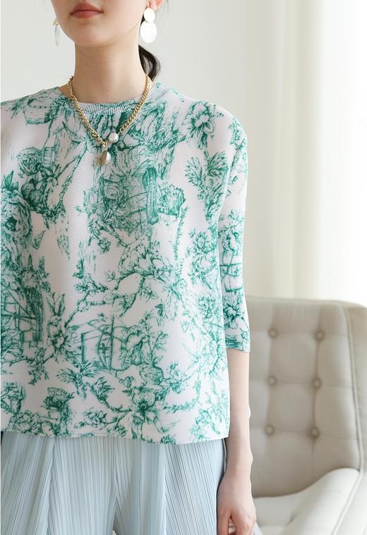 2025新款三宅高端褶皱新中式田园风印花休闲百搭上衣 商品图7