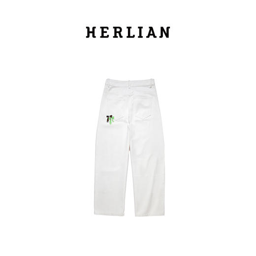 HERLIAN 2025年春季新品绣蝴蝶结宽松阔腿牛仔裤 商品图4