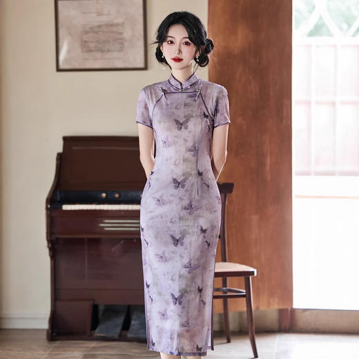 改良年轻款少女，民国风紫色旗袍YG- 2571 商品图1