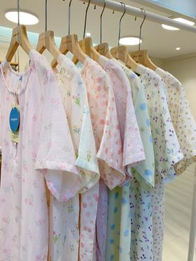 -松植屋2025新款清新纱布短袖睡裙溜肩设计 夏季均码双层纱布睡裙