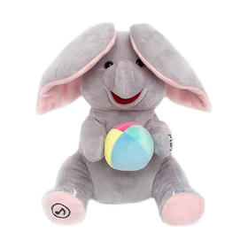 pic it 躲猫猫会唱歌玩偶小吉象萌歪歪比熊猫猫毛绒玩具