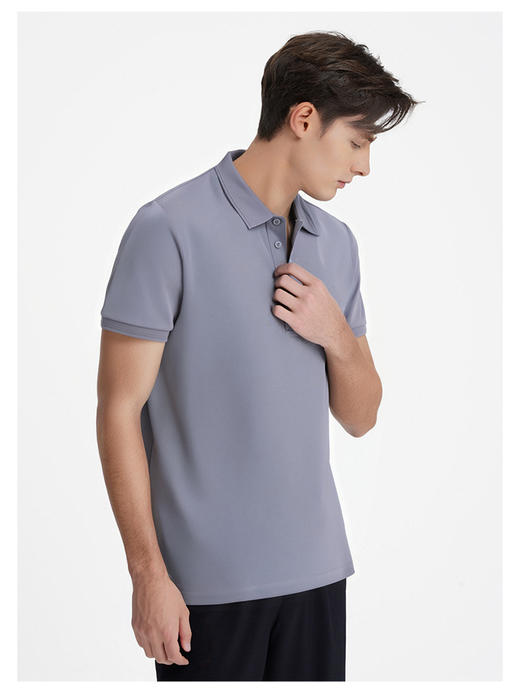 callisto紫色棉混纺基础短袖POLO 商品图3