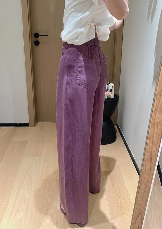 老钱麻裤定织人字纹天丝亚麻阔腿茧型休闲裤 商品图4