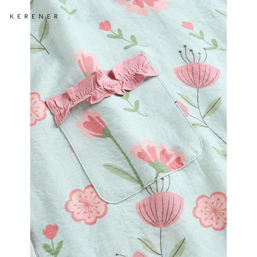 可人儿小众设计师新款泡泡绵女士睡衣夏季短袖可外出家居服三件套 商品图3