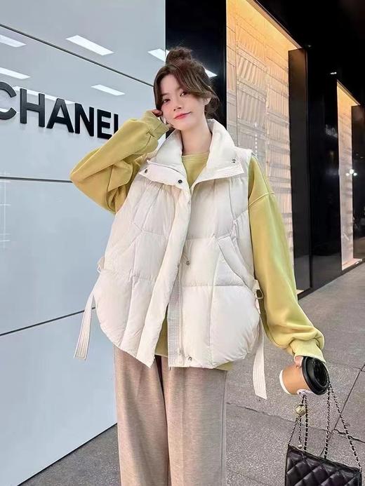 【YW】无忧购“反季清仓”韩版松弛感轻薄百搭立领飘带羽绒马甲6301（截单后3-5天发货) 商品图8