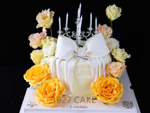 1027CAKE | 黄玫瑰蛋糕  仙女  蝴蝶结 烛台（鲜花款需提前1-2预订） 商品图0