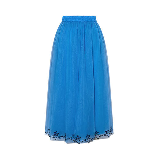 两三事冰蓝幽泊2025夏季新款甜美绣花边裙摆多层网纱公主裙半身裙 商品图4