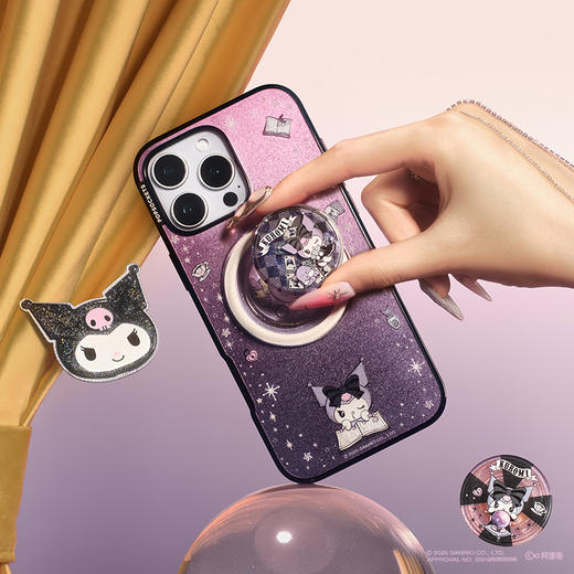 【漂浮魔法屋】漂浮卡牌派对 PopSockets X Kuromi 合作系列 POPGRIP泡泡骚手机粘贴式气囊支架 Tidepool流沙系列 黑色  棋盘格 商品图1
