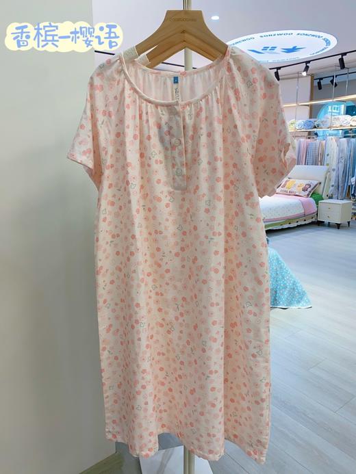 -松植屋2025新款清新纱布短袖睡裙溜肩设计 夏季均码双层纱布睡裙 商品图7