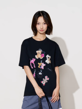 MoodLikeMe/MTX2569/<绒毛合作社>绒挂件玩偶印花T恤