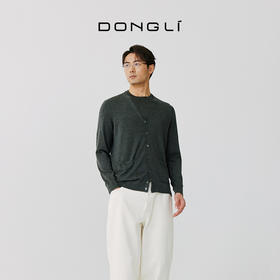 东黎 • 桑蚕丝山羊绒男士春夏针织精纺V领开衫简约休闲长袖 5100