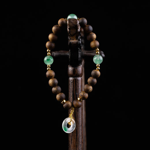 xy0338沉香+非洲翠平安扣手串 商品图5