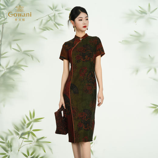 【香扇图】【香云纱】乔万尼新品新中式旗袍设计提花30mm真丝连衣裙ED2E405 商品图3