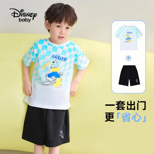 【110-160】【迪士尼】男童夏款棋盘格短袖套装 商品图0