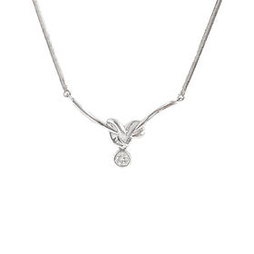 【天然正品】PT900铂金时尚设计款约0.30克拉钻石吊坠项链女士现售价：3880！160525NJM29