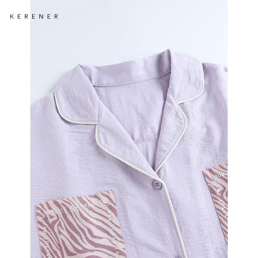 【可人儿&香芋紫】新款泡泡绵女士睡衣夏季短袖可外出家居服三件套 商品图1