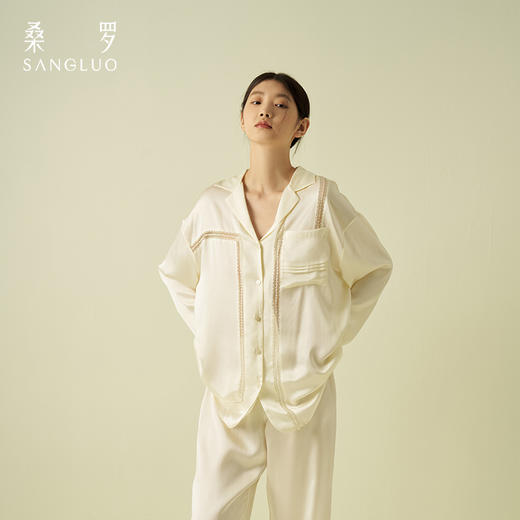 黑标系列桑罗燕麦白可外穿睡衣套装高级清冷气质 商品图3