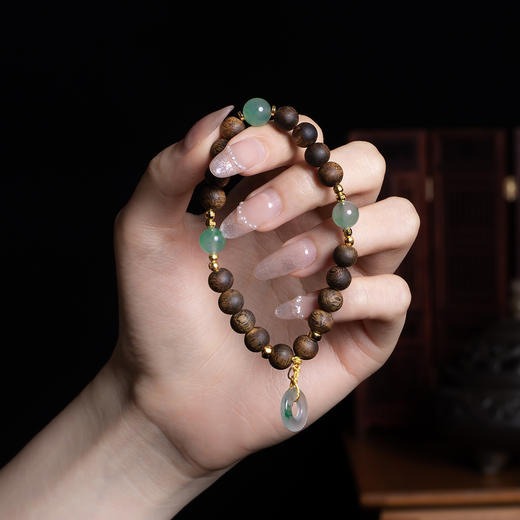 xy0338沉香+非洲翠平安扣手串 商品图6