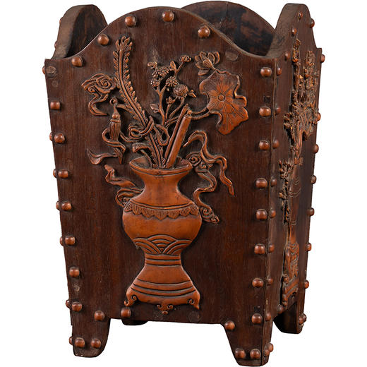 清	红木嵌黄杨木博古清供图箭筒 商品图5