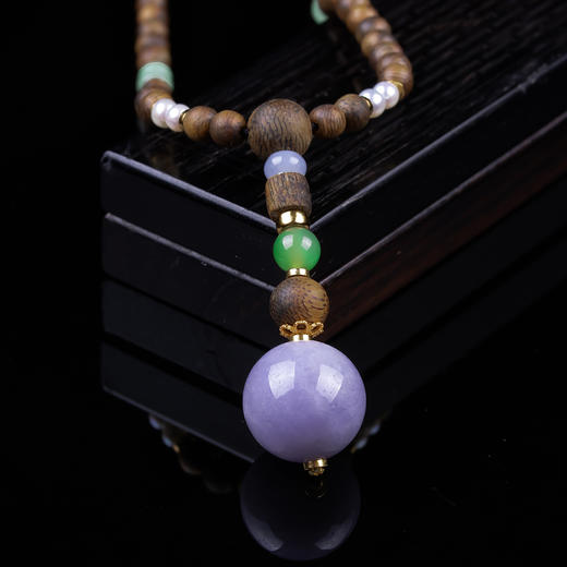 xy0356沉香+翡翠珍珠项链吊坠 商品图4