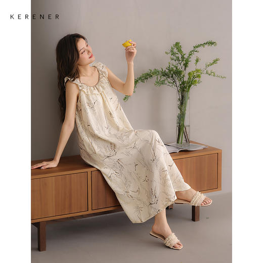 可人儿小众设计师新款泡泡绵女士睡衣夏季少女睡裙可外穿家居服 商品图2