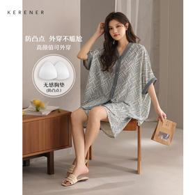 可人儿小众设计师新款泡泡绵女士睡衣夏季短袖可外出家居服套装
