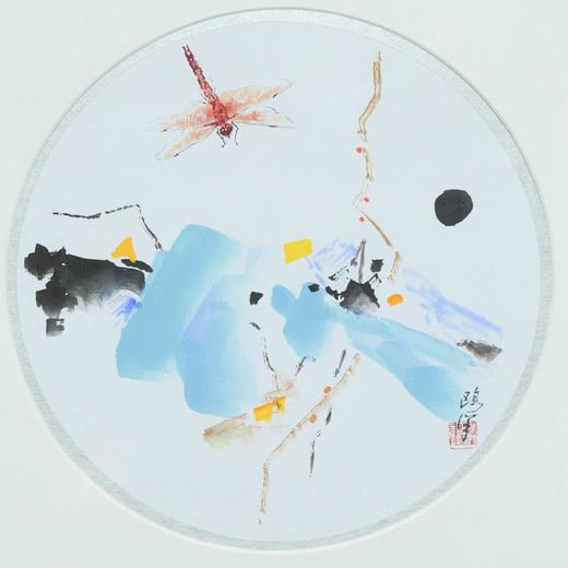 鸥洋《小虫看世界之二》国画原作21CM*21CM 手绘纸本圆形作品含框【GH0532】 商品图2