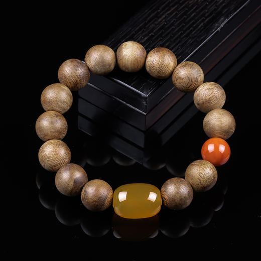 xy0347沉香+玛瑙南红国风diy手串 商品图0