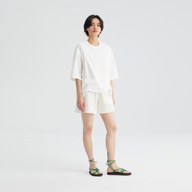 2楼素然轻薄拼接棉布宽松T恤吊牌价1250