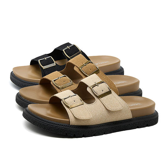 西遇勃肯凉拖鞋女新款夏季休闲海边沙滩一字拖鞋外穿厚底凉鞋V0066380 商品图4