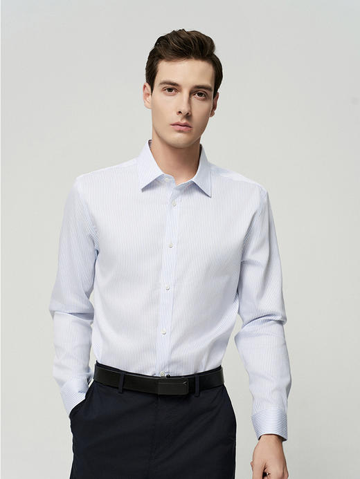 【100%棉男士条纹衬衫】25年夏季新品薄款细条纹商务休闲上衣 商品图0