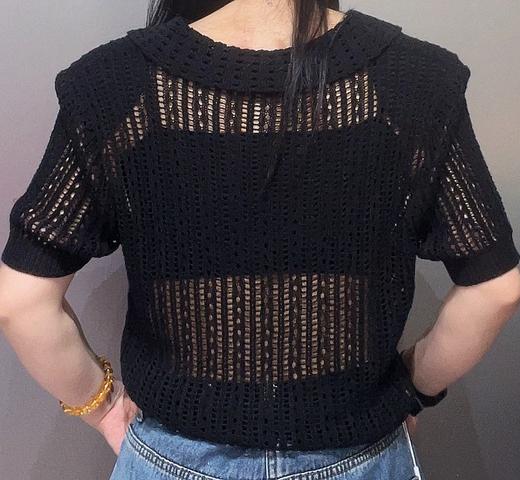 NC翻领镂空短袖毛织上衣50411夏季092202012258 商品图1