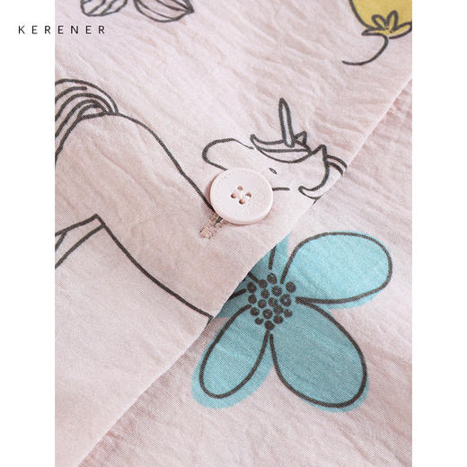 【可人儿&独角兽】小众新款泡泡绵女士睡衣夏季短袖家居服三件套 商品图3