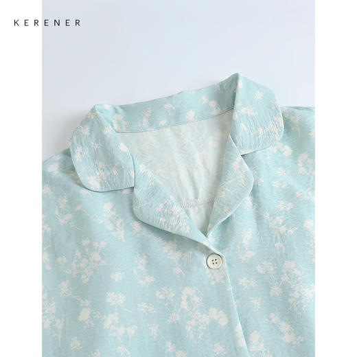 【可人儿&薄荷曼波绿】新款泡泡绵女士凉感睡衣～夏季薄款睡衣三件套 商品图2