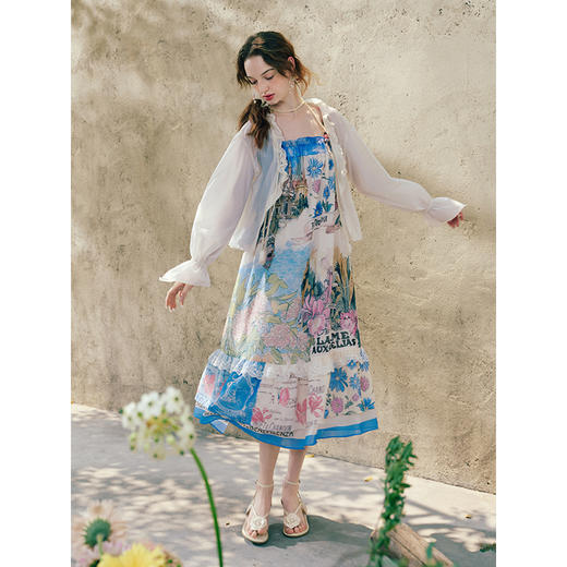 两三事 郁香晨露 2025夏季新款小清新荷叶边领郁金香抽绳短外套女 商品图1