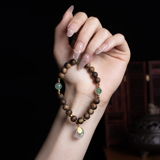 xy0338沉香+非洲翠平安扣手串 商品图2