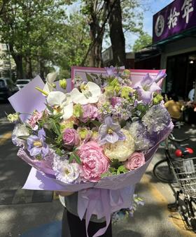 「紫色系」蝴蝶兰紫罗兰等混搭花束