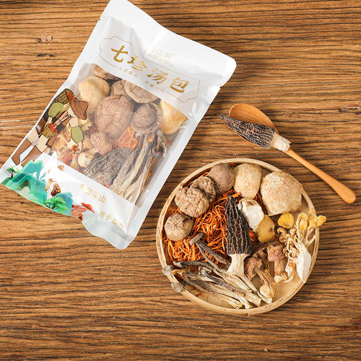 鲜山叔 七珍菌汤包70g/袋煲汤食材羊肚香菇菌菇虫草花干货材料 商品图1