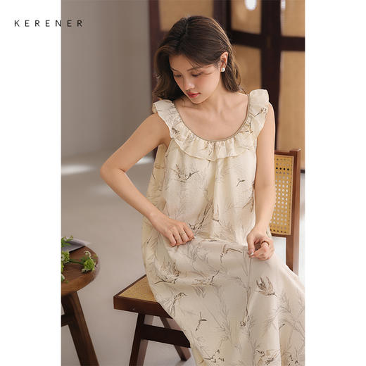 可人儿小众设计师新款泡泡绵女士睡衣夏季少女睡裙可外穿家居服 商品图1