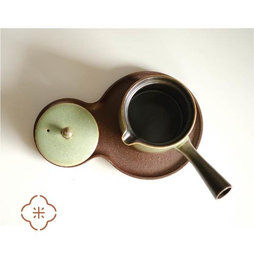 米马杂货 利落的直身绿釉侧把壶 160ML 葫芦形紫砂壶承 老竹盖置 商品图3