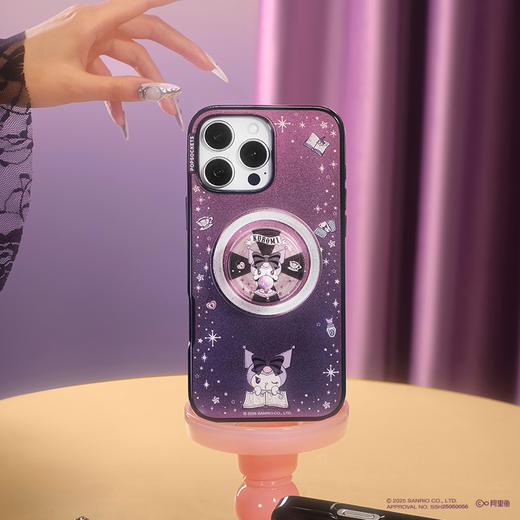 【漂浮魔法屋】Kuromi水晶球 PopSockets X Kuromi 合作系列 POPGRIP泡泡骚手机粘贴式气囊支架 Glitter闪粉亮片系列 撞色 商品图1