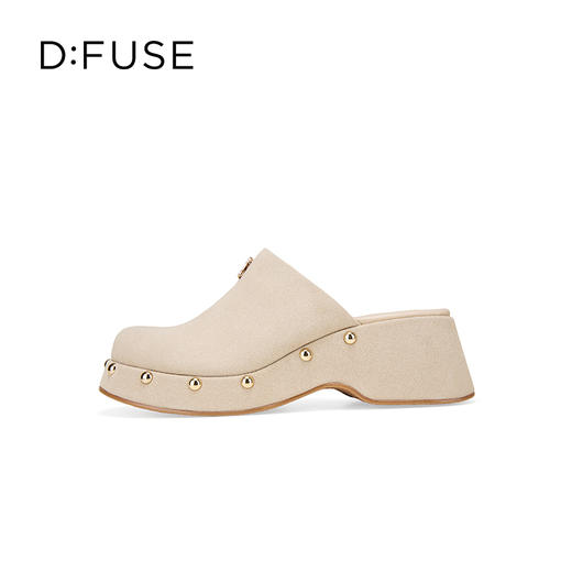 Dfuse迪芙斯2025秋季新款圆头铆钉坡跟凉拖鞋时尚厚底包头穆勒鞋DFD3110025 商品图5