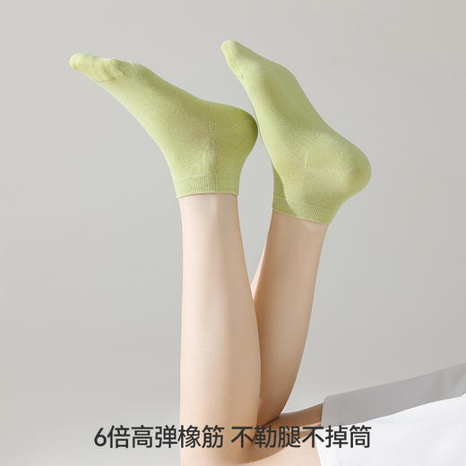 左分之右袜子女春夏纯棉纯色10A抗菌船袜吸汗防滑不掉跟浅口短筒袜 商品图2