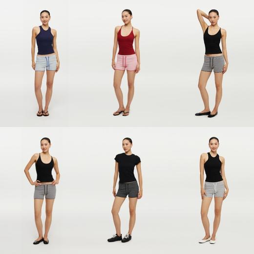 oneup条纹弹力花边短裤 商品图4