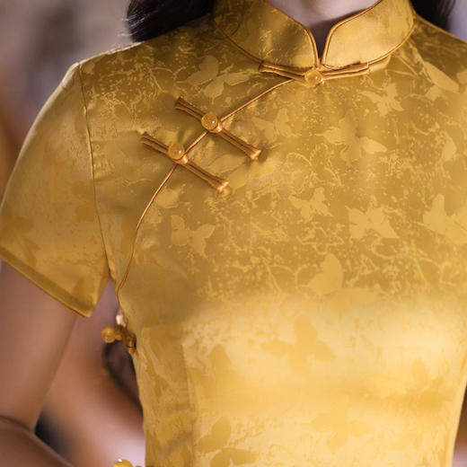 恣禾金色晨曦，新中式缎面改良旗袍YG-2652 商品图1