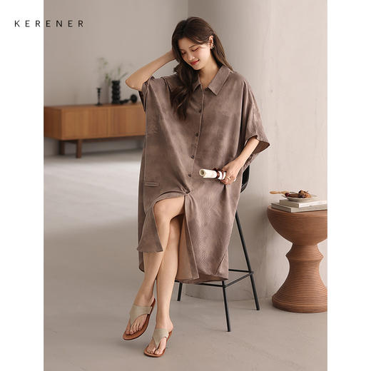 可人儿小众设计师新款泡泡绵女士睡衣夏短袖少女睡裙可外穿家居服 商品图1