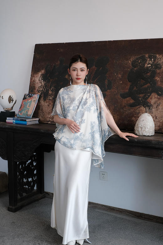 盛唐牡丹| 真丝雪纺斜襟上衣 商品图4