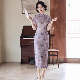 改良年轻款少女，民国风紫色旗袍YG- 2571